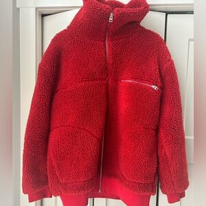 Wilfred Free Sherpa Zip Up Jacket Red size L